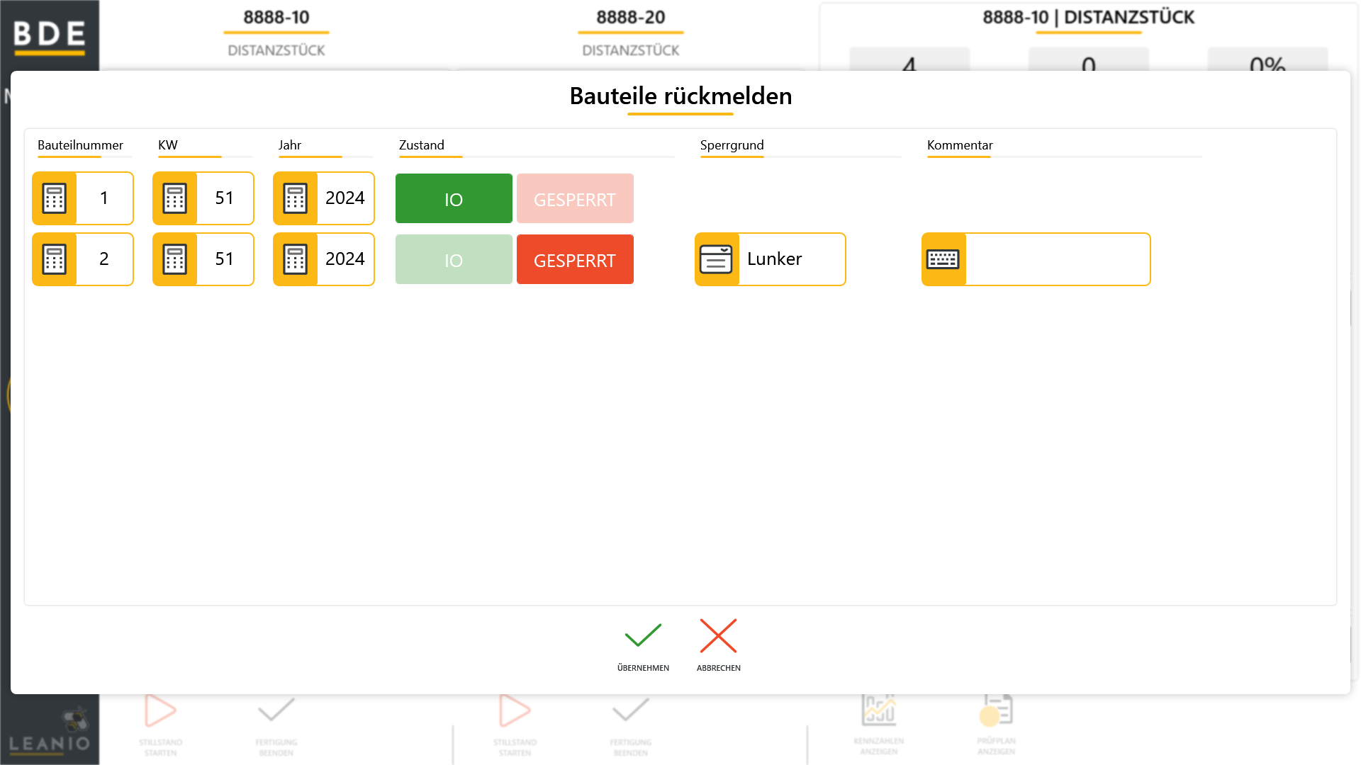 LEANIO BDE: Rückmeldung