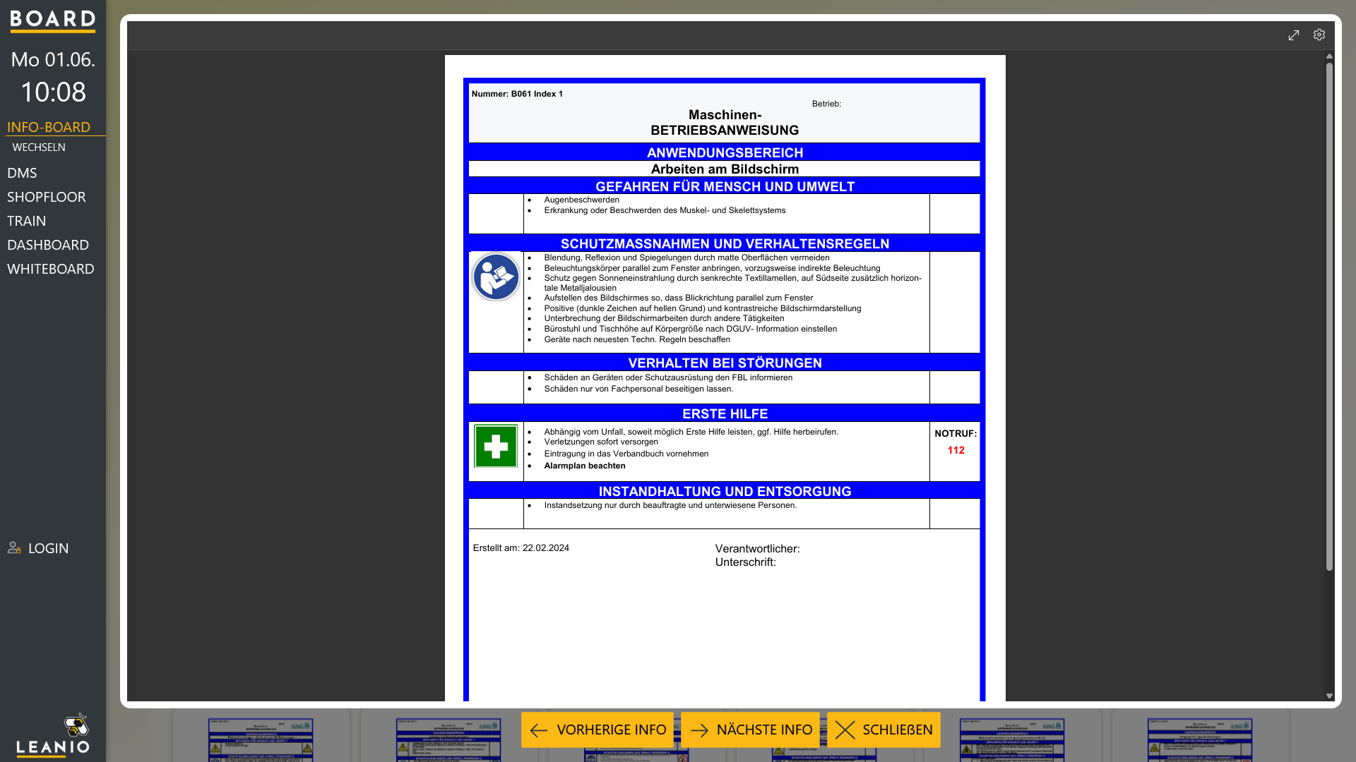 LEANIO Board – Screenshot