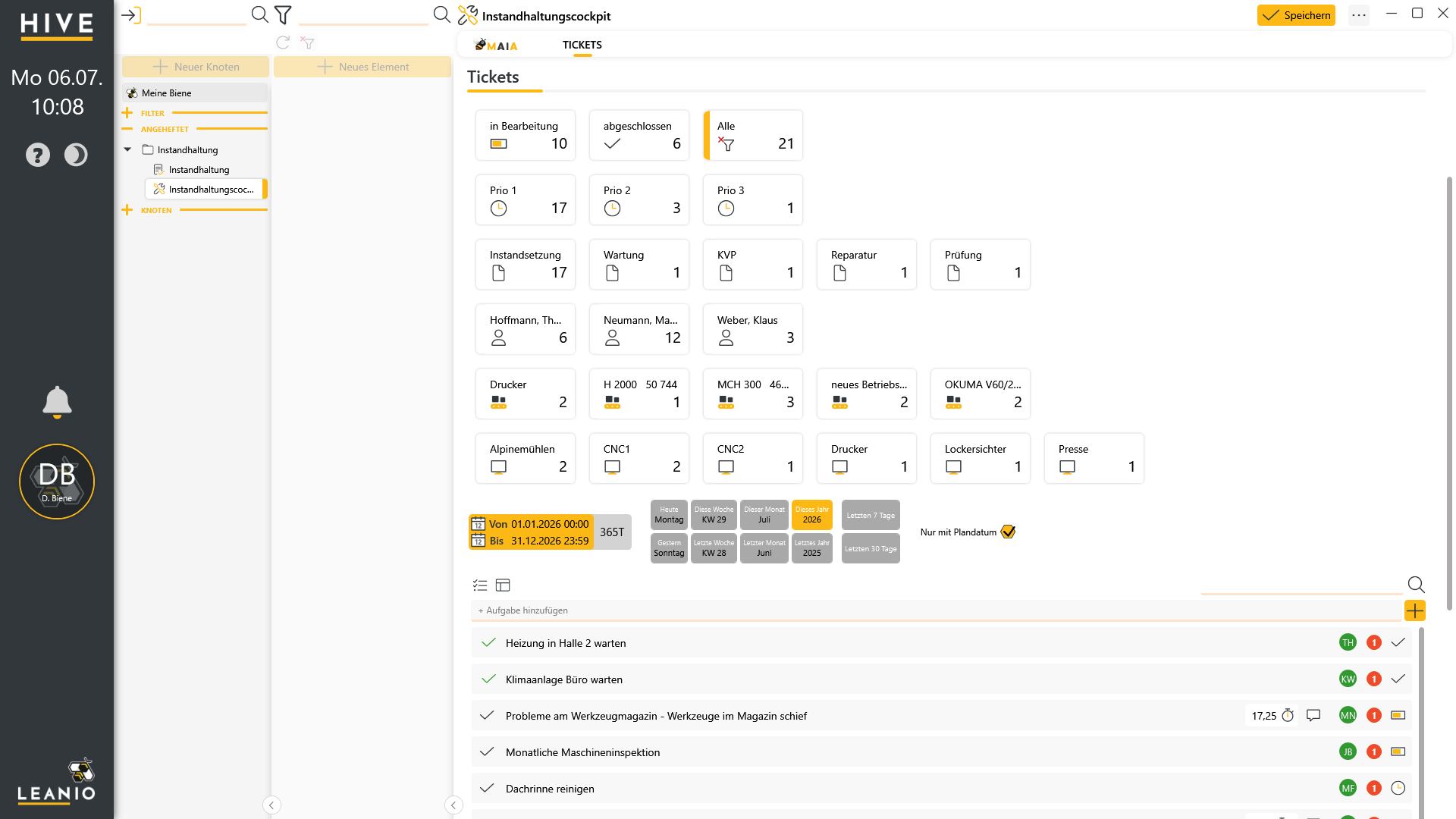 LEANIO Instandhaltung – Screenshot