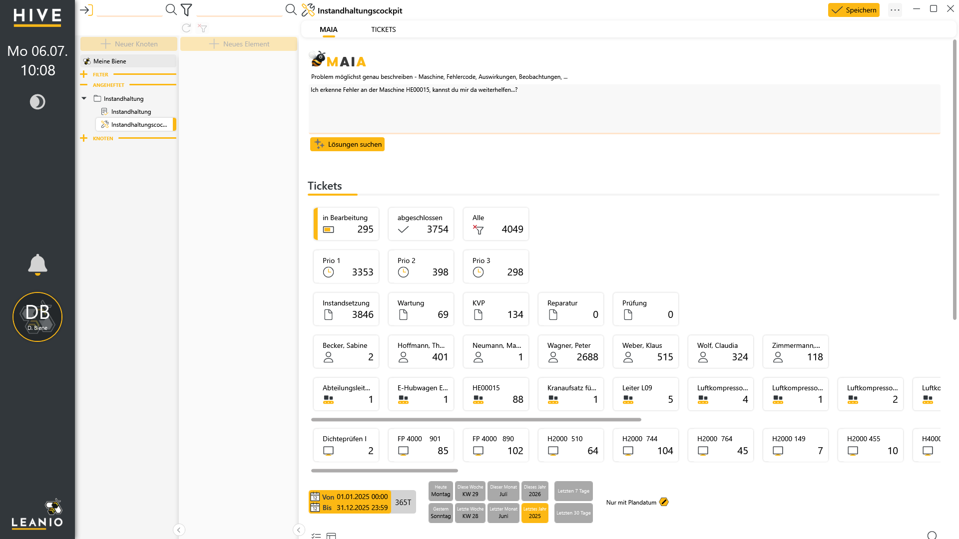 LEANIO Instandhaltung – Screenshot