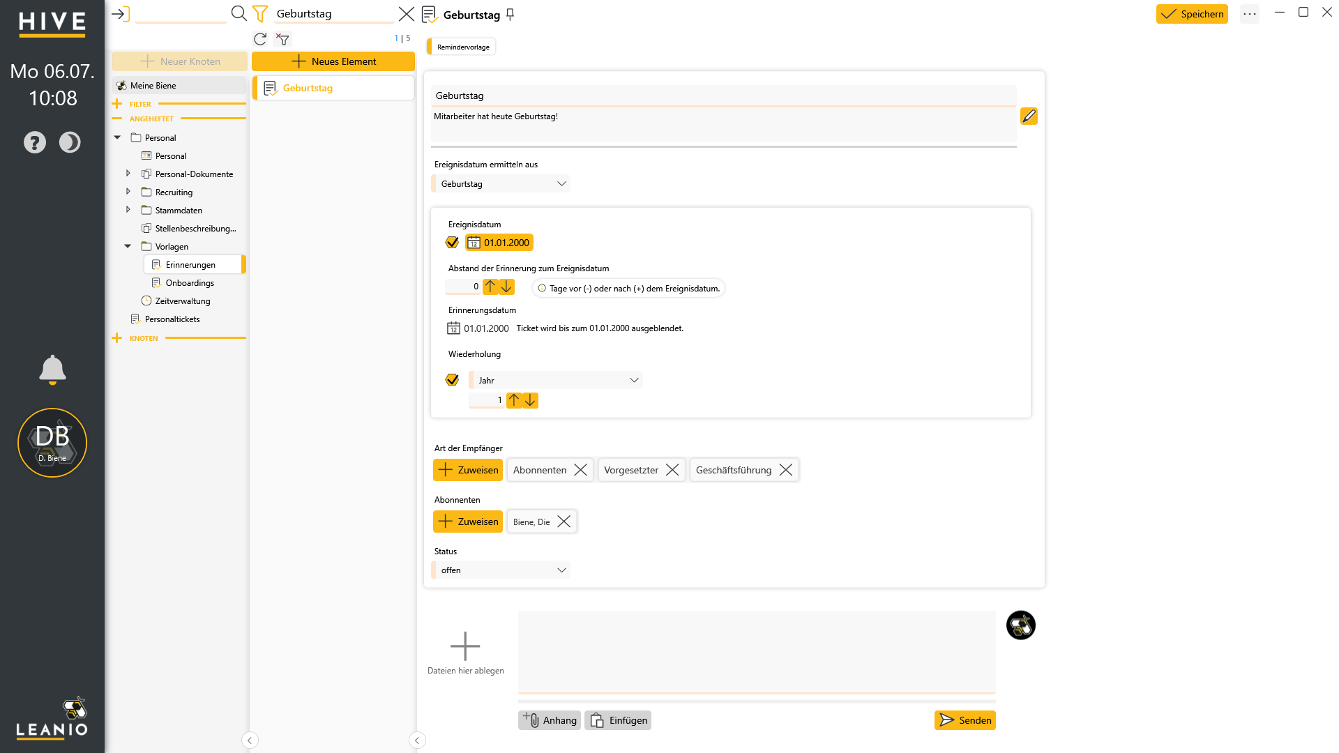 LEANIO Personalverwaltung – Screenshot